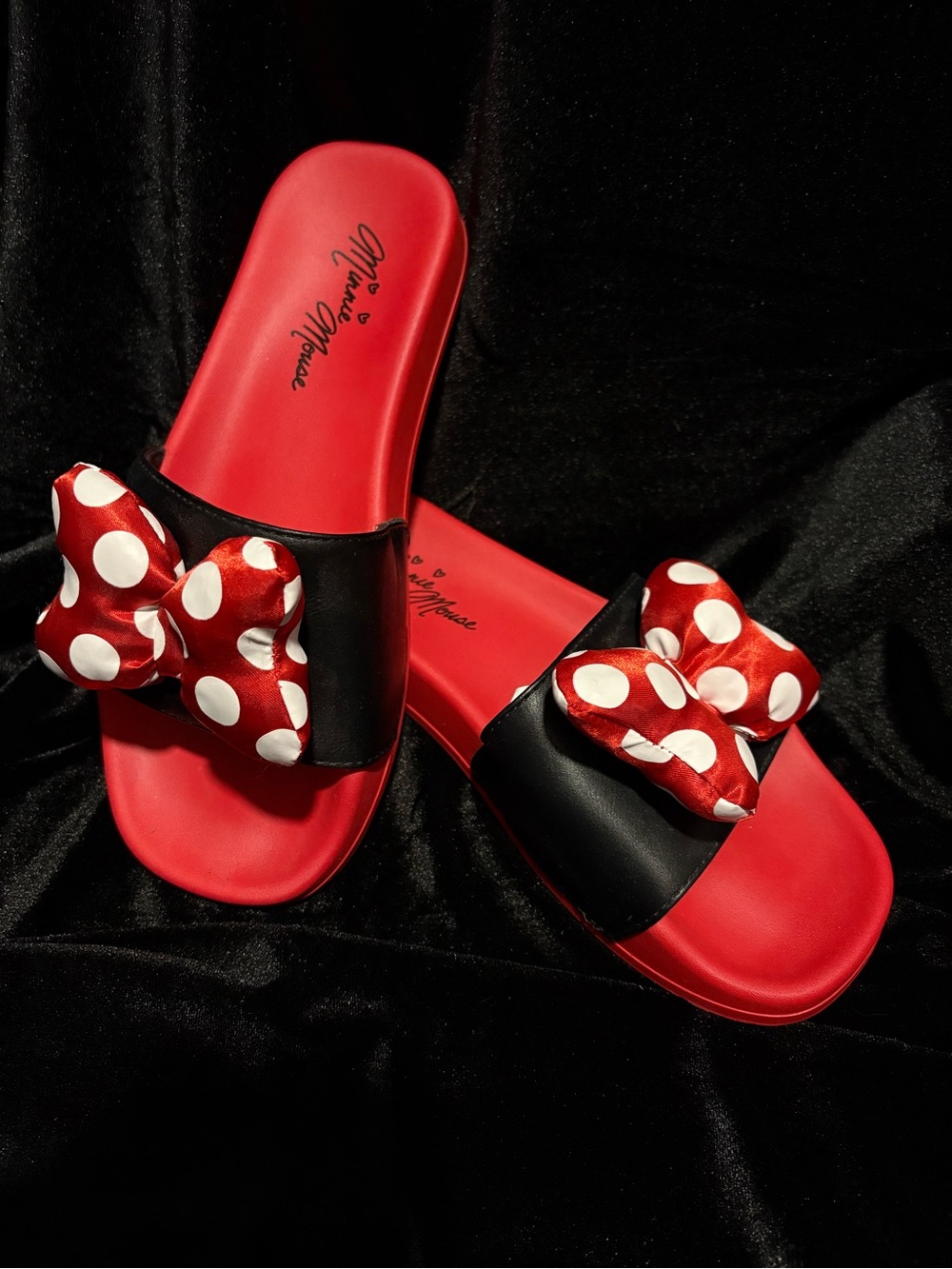 Red Polka Bow Slide Sandals -